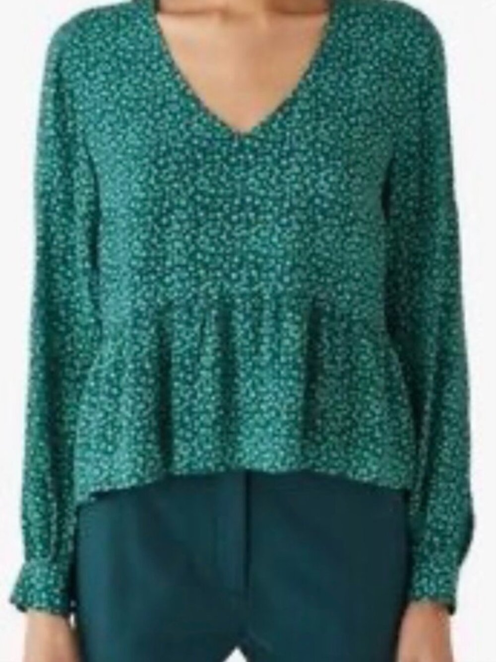 FRANK&OAK Green Peplum Top